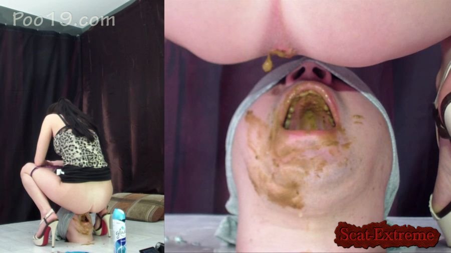 MilanaSmelly HD 720p Rapid swallowing of female shit without chewing [Domination, Humiliation, Face Sitting, Toilet Slavery]