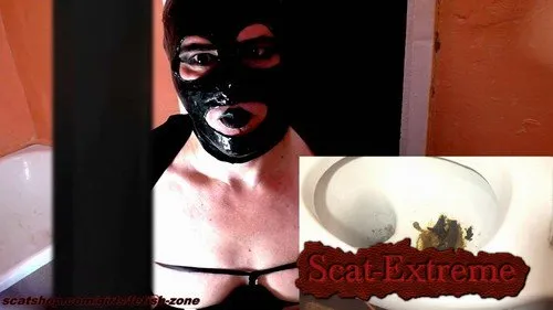 Fetish-zone FullHD 1080p hore eats poop from the toilet! [Amateur, Latex]