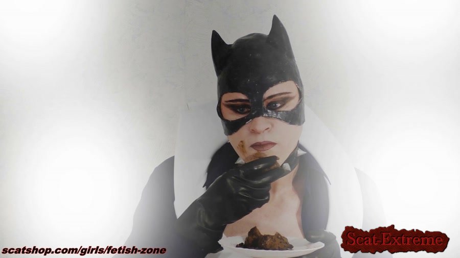Fetish-zone FullHD 1080p Catwoman smears and swallows [Poop, Defecation, Scatology, Solo, Cat, Boobs]