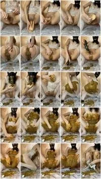 p00girl UltraHD 2K Sloppy fisting, sloppy blowjob, slop and smear mess, liquid shit [Shitting, Solo]