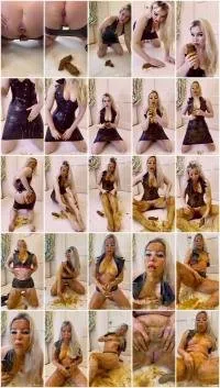 ScatElla UltraHD 2K LATEX SCAT SMEARING AND SCAT BLOW JOB [Milf, Solo]