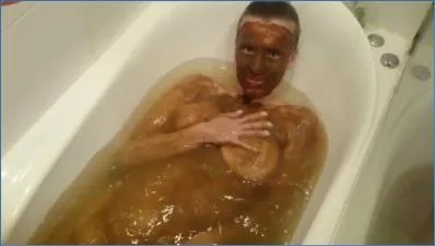 Brown wife Stars in Filthy Scat Show- Bathing in Shit Water Part 2