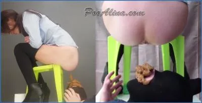 Toilet slave kisses Alina's shoes and eats shit in deep verbal humiliation and piss drinking with PooAlina