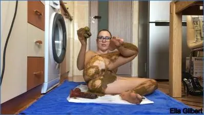 Ella Gilbert's Shitty Pantyhose mess PART 2- Solo Scat and Vomit